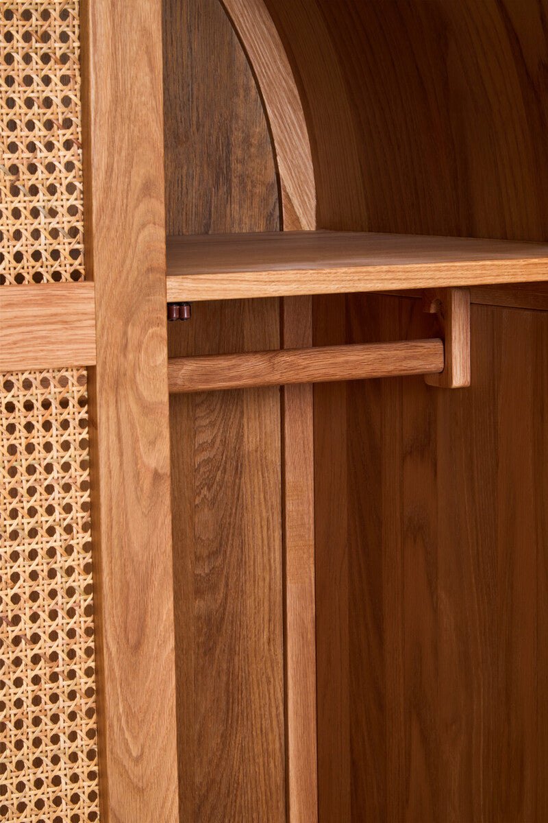 Lyon 2 Door Natural Rattan And Oak Cabinet