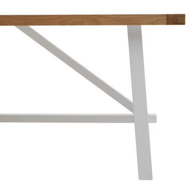 Natural Reclaimed Oak and Birch Wood Rectangular Dining Table with White Painted Base, Parkside