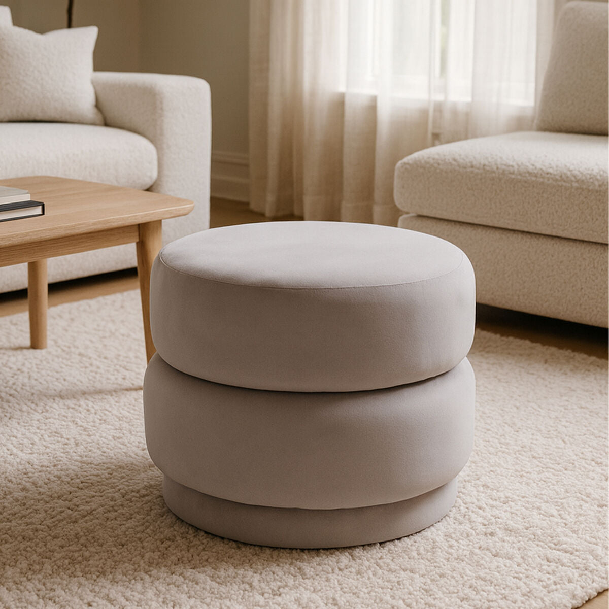 Hartford Mink Velvet Pouffe with Footrest
