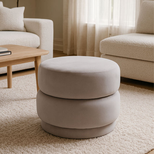 Hartford Mink Velvet Pouffe with Footrest