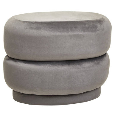 Hartford Grey Velvet Oval Pouffe