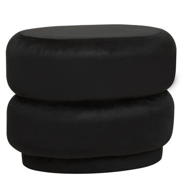 Hartford Black Velvet Oval Pouffe