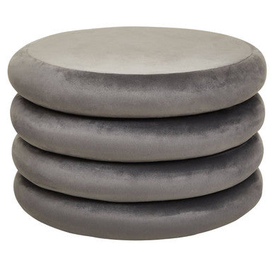Hartford Grey Velvet Round Pouffe