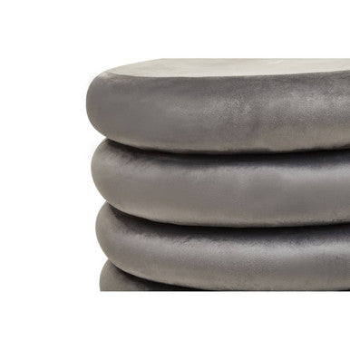 Hartford Grey Velvet Round Pouffe with Footrest
