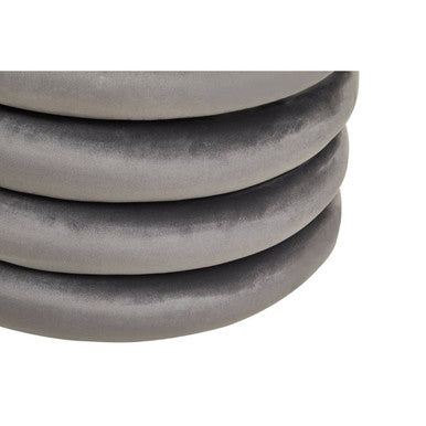 Hartford Grey Velvet Round Pouffe with Footrest