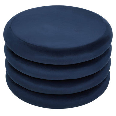 Hartford Midnight Navy Velvet Round Pouffe