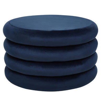 Hartford Midnight Navy Velvet Round Pouffe