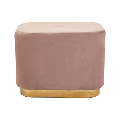 Hartford Dusty Pink Velvet and Matte Gold Rectangular Pouffe