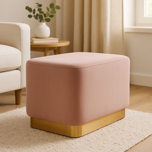 Hartford Dusky Pink Stool With Matte Gold Base