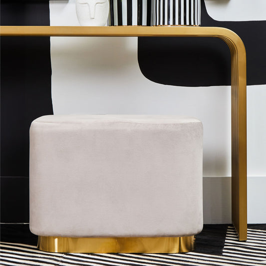 Hartford Mink Velvet Pouffe with Button Tufting