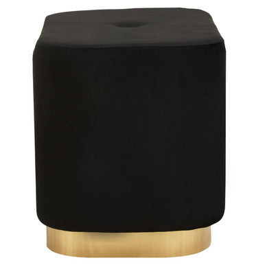 Black Velvet and Matte Gold Rectangular Pouffe | Hartford