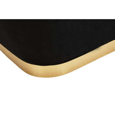 Black Velvet and Matte Gold Rectangular Pouffe | Hartford