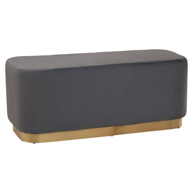 Hartford Grey Velvet Bench with Gold Finish Base