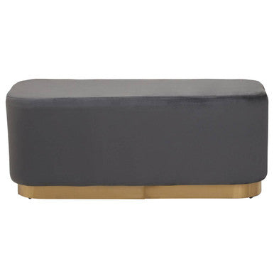 Hartford Grey Velvet Bench with Gold Finish Base