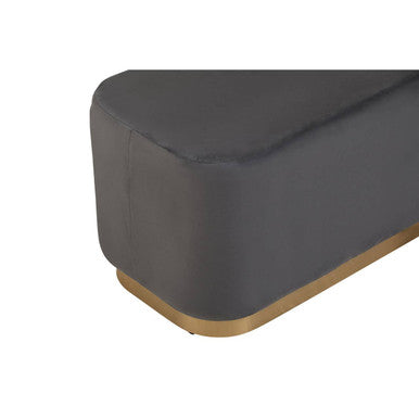 Hartford Grey Velvet Bench with Gold Finish Base