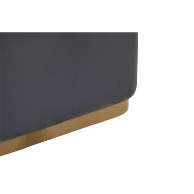 Hartford Grey Velvet Bench with Gold Finish Base