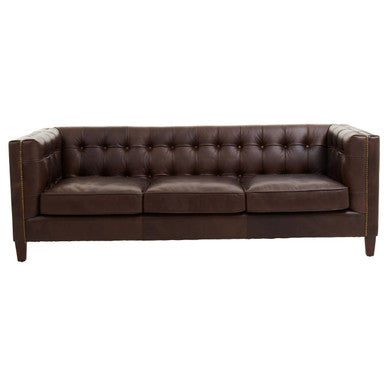 King Three Seater Tufted Back Leather Sofa