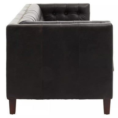 3 Seater Modern Chesterfield Black Leather Sofa | King