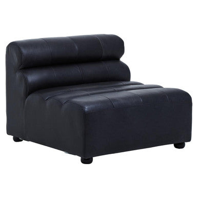 Armless Antique Black Leather Modular Sofa Chair, King