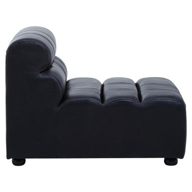 Armless Antique Black Leather Modular Sofa Chair, King