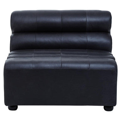 Armless Antique Black Leather Modular Sofa Chair | King