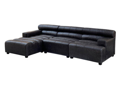 King Armless Distressed Slate Leather Sofa Chair