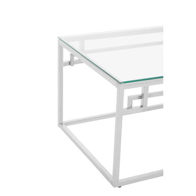 Silver Geometric Rectangular Coffee Table with Tempered Glass Top | Allure