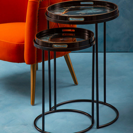 Celina Set Of 2 Nesting Tables with Agate Effect