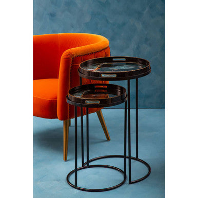 Celina Set Of 2 Nesting Tables with Agate Effect