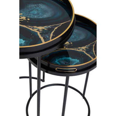 Celina Set Of 2 Nesting Tables with Agate Effect