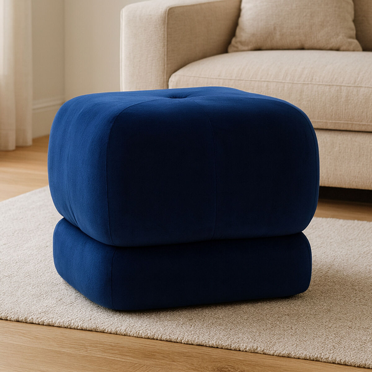 Kaia Midnight Blue Velvet Stool