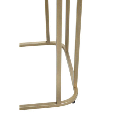 Gold Metal Console Table with Mirrored Top and Decorative Textured Edge | Ella