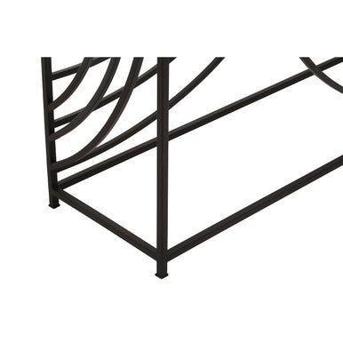 Mirrored Glass Console Table with Black Finish Metal Frame | Logan