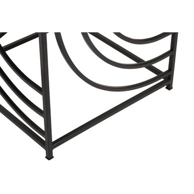 Mirrored Glass Square Side Table with Black Finish Metal Frame | Logan