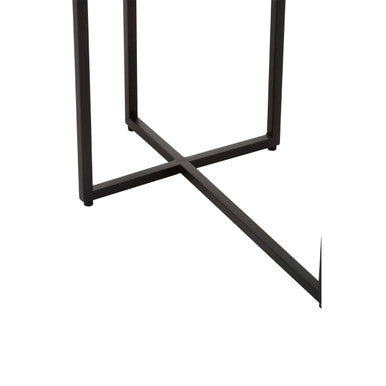 Smoked Mirror Top 2-Tier Side Table with Black Asymmetric Metal Frame | Cercle