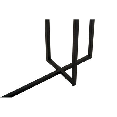 Smoked Mirror Top 2-Tier Console Table with Black Asymmetric Metal Frame, Cercle