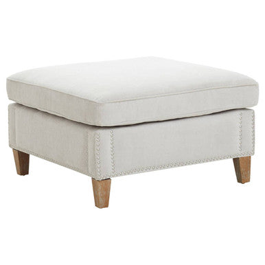 Sutton Grey Fabric Footstool with Stud Detail