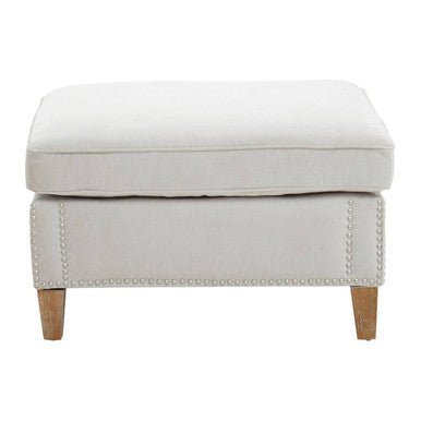 Sutton Grey Fabric Footstool with Stud Detail