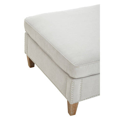 Sutton Grey Fabric Footstool with Stud Detail