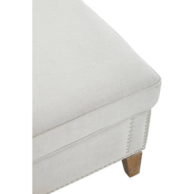 Sutton Grey Fabric Footstool with Stud Detail