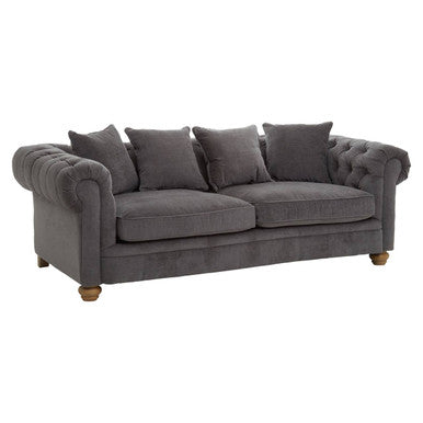 3 Seater Grey Fabric Sofa, Spencer
