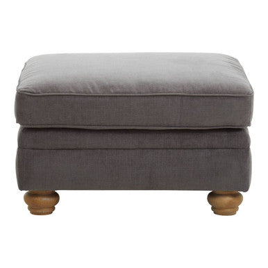 Spencer Grey Fabric Footstool with Wooden Legs