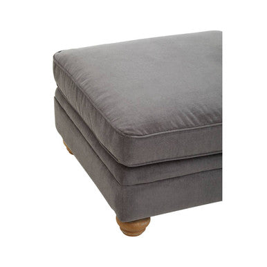 Spencer Grey Fabric Footstool with Wooden Legs