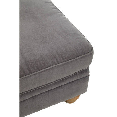 Spencer Grey Fabric Footstool with Wooden Legs