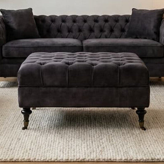 Grey Velvet Ottoman, Sabrina
