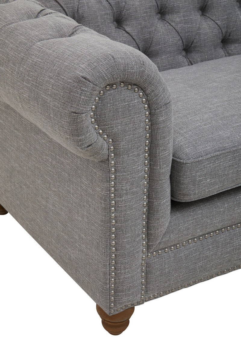 Stella Three Seat Grey Linen Sofa