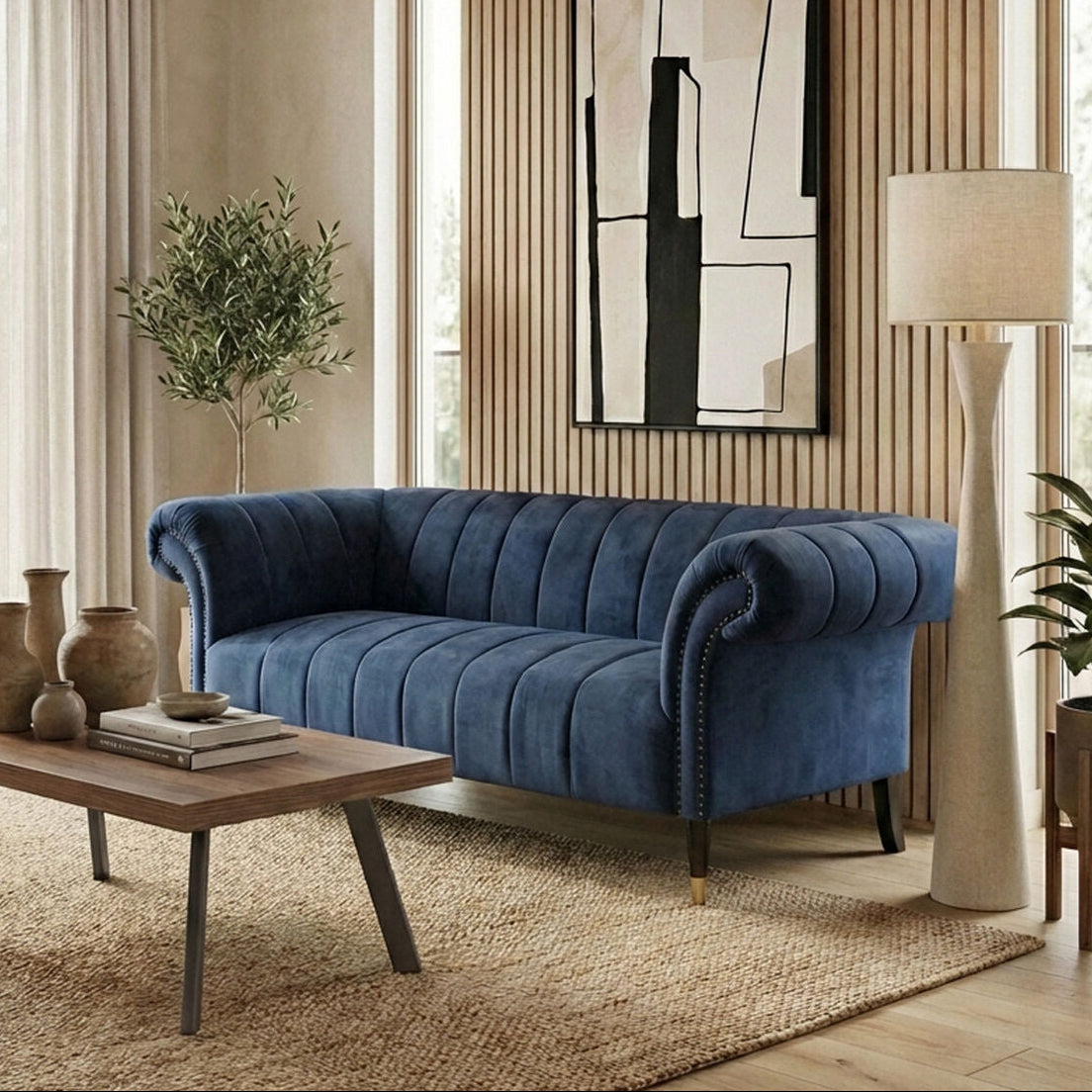 2 Seater Midnight Blue Velvet Sofa | Siena