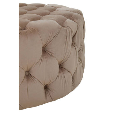 Beige Velvet Round Ottoman Stool | Suri
