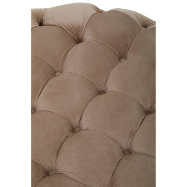 Beige Velvet Round Ottoman Stool | Suri