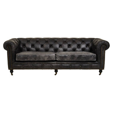 Hoxton Ebony Leather Sofa